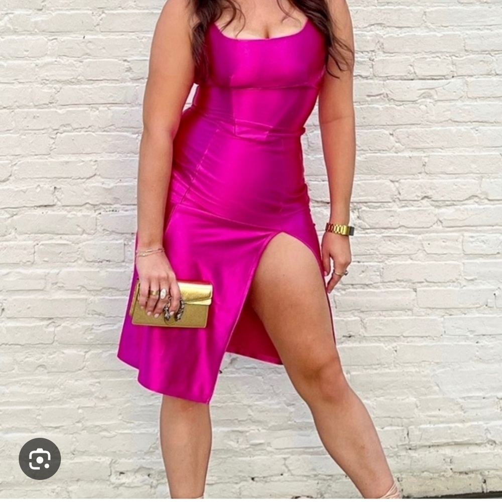 Vibrant Fuchsia Asymmetrical Dress